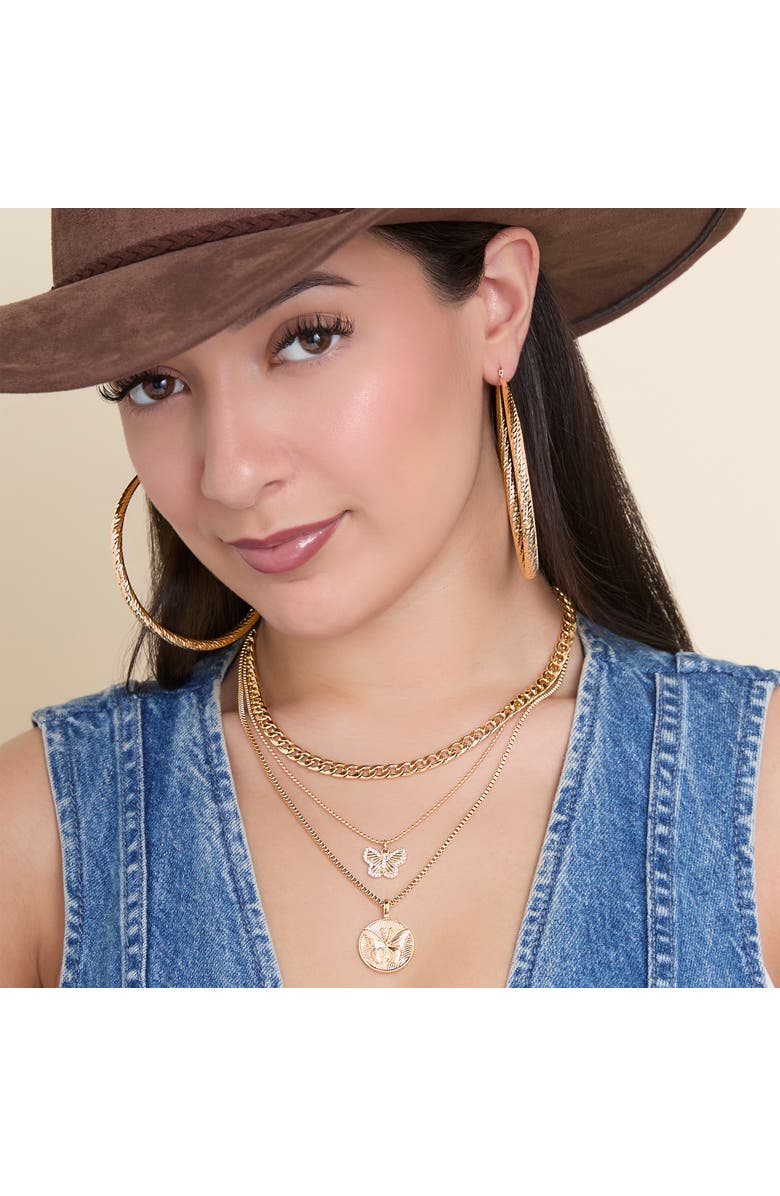 Jessica Simpson 3-Piece Butterfly Necklace, Alternate, color, Gold