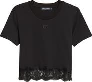 Dolce&Gabbana Logo Embroidered Lace Trim T-Shirt