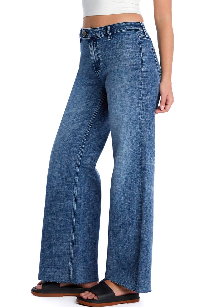 Flat Front Wide Leg Jeans, Alternate, color, LAKE MICHIGAN