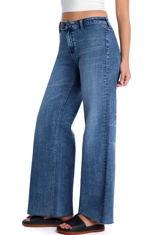 Hint Of Blu Flat Front Wide Leg Jeans In Lake Michigan