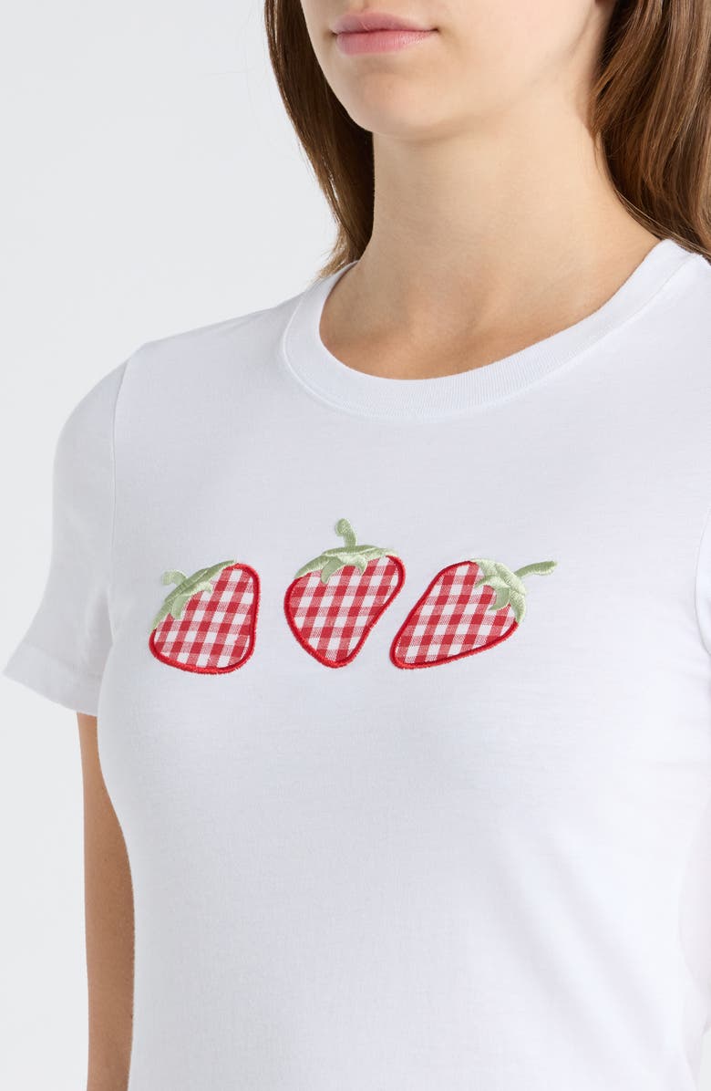 GOLDEN HOUR Gingham Strawberries Graphic T-shirt, Alternate, color, Bright White