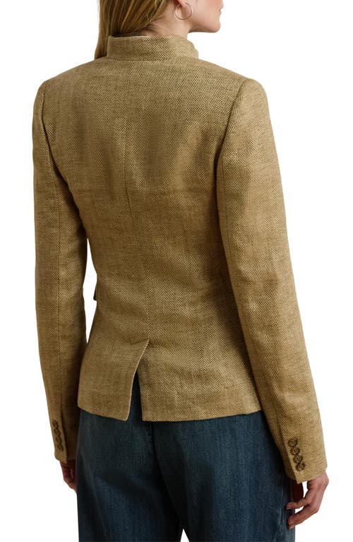 Ralph Lauren Women's Herringbone Linen Jacket In Green