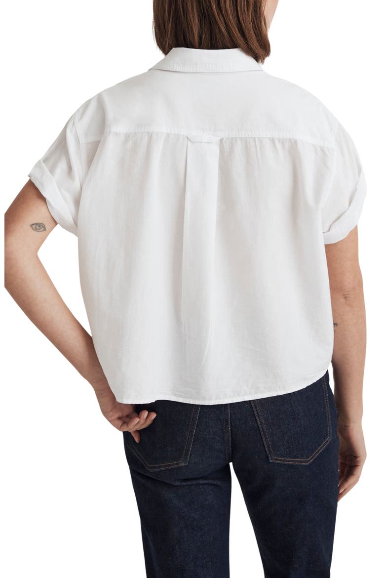 Crop Utility Button-Up Shirt, Alternate, color, EYELET WHITE