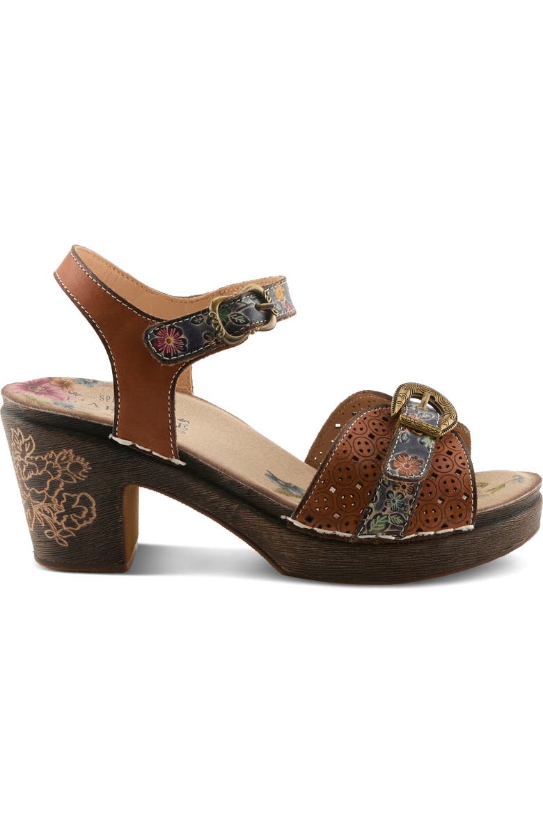 L'Artiste by Spring Step Upperbuck Ankle Strap Platform Sandal, Alternate, color, Camel Multi