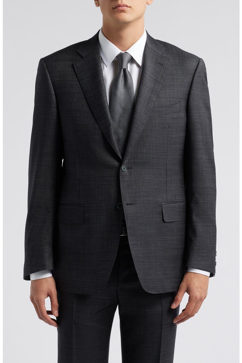 Siena Regular Fit Dark Grey Slub Wool Suit, Alternate, color, CHARCOAL