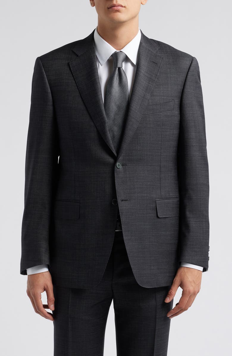 Canali Siena Regular Fit Dark Grey Slub Wool Suit, Alternate, color, Charcoal