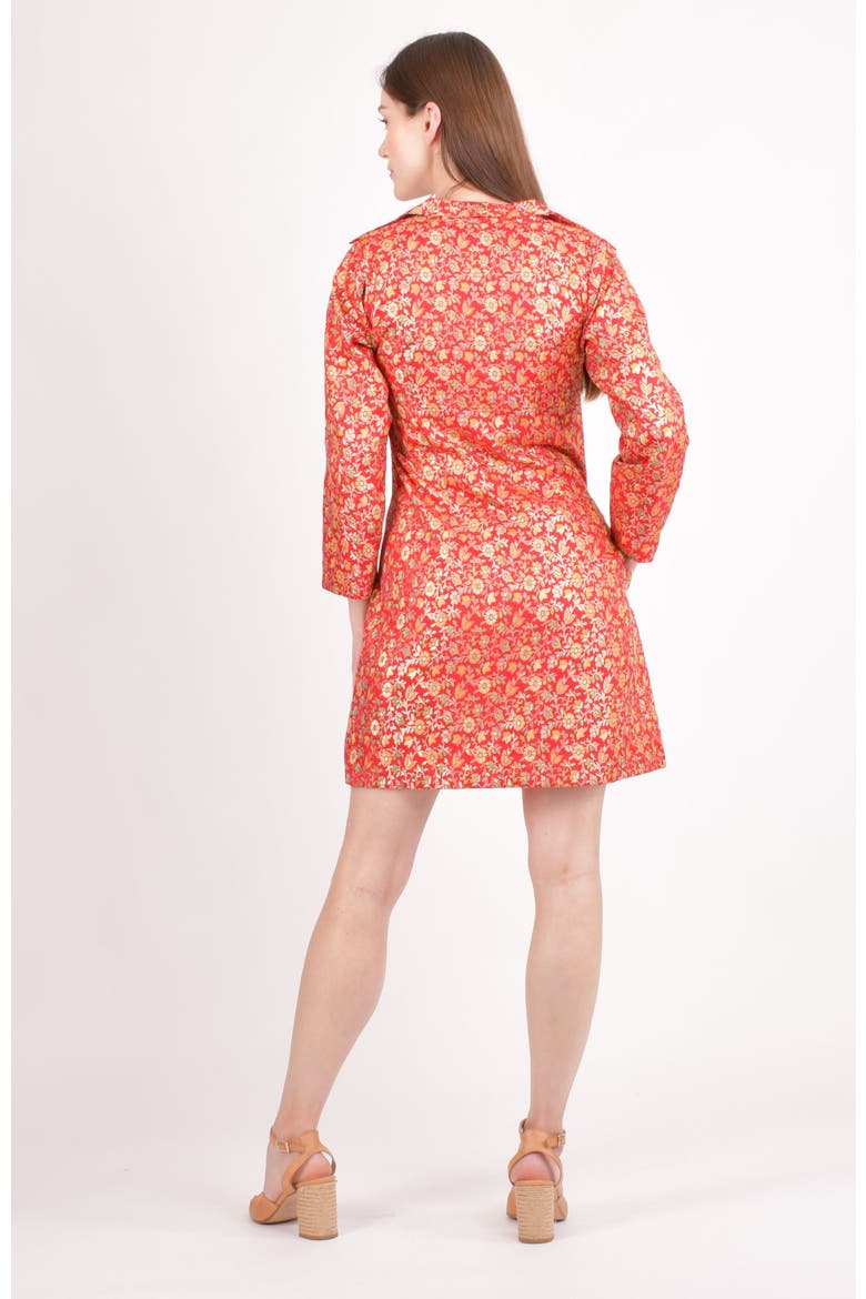 Clara Silk Floral Jacquard Blazer Dress, Alternate, color, Red