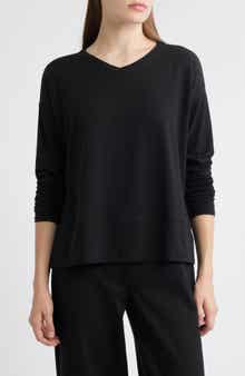 Eileen Fisher V-Neck Long Sleeve Box T-Shirt