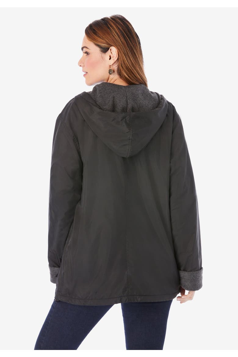 Plus Size Hooded Nylon Jacket, Alternate, color, GUNMETAL