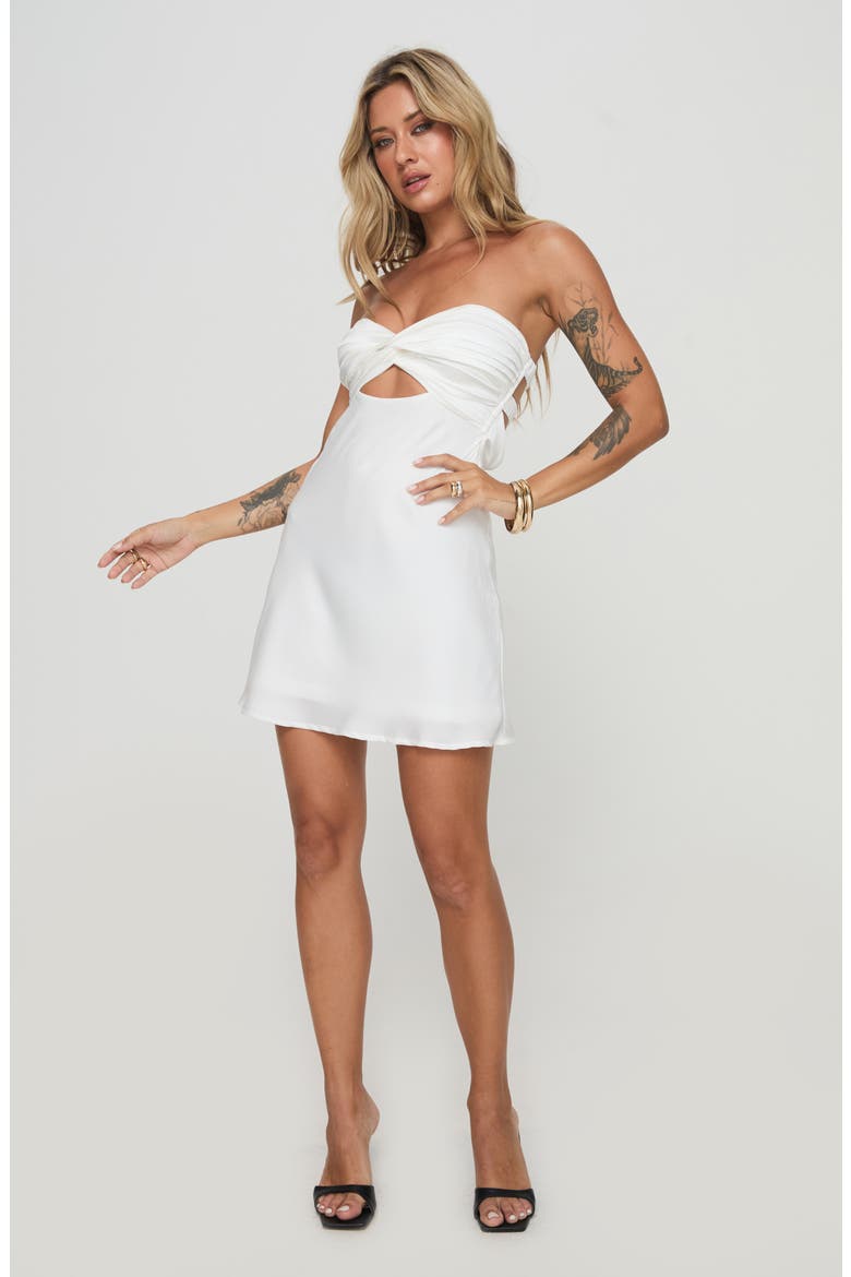 Shellie Strapless Minidress, Alternate, color, WHITE