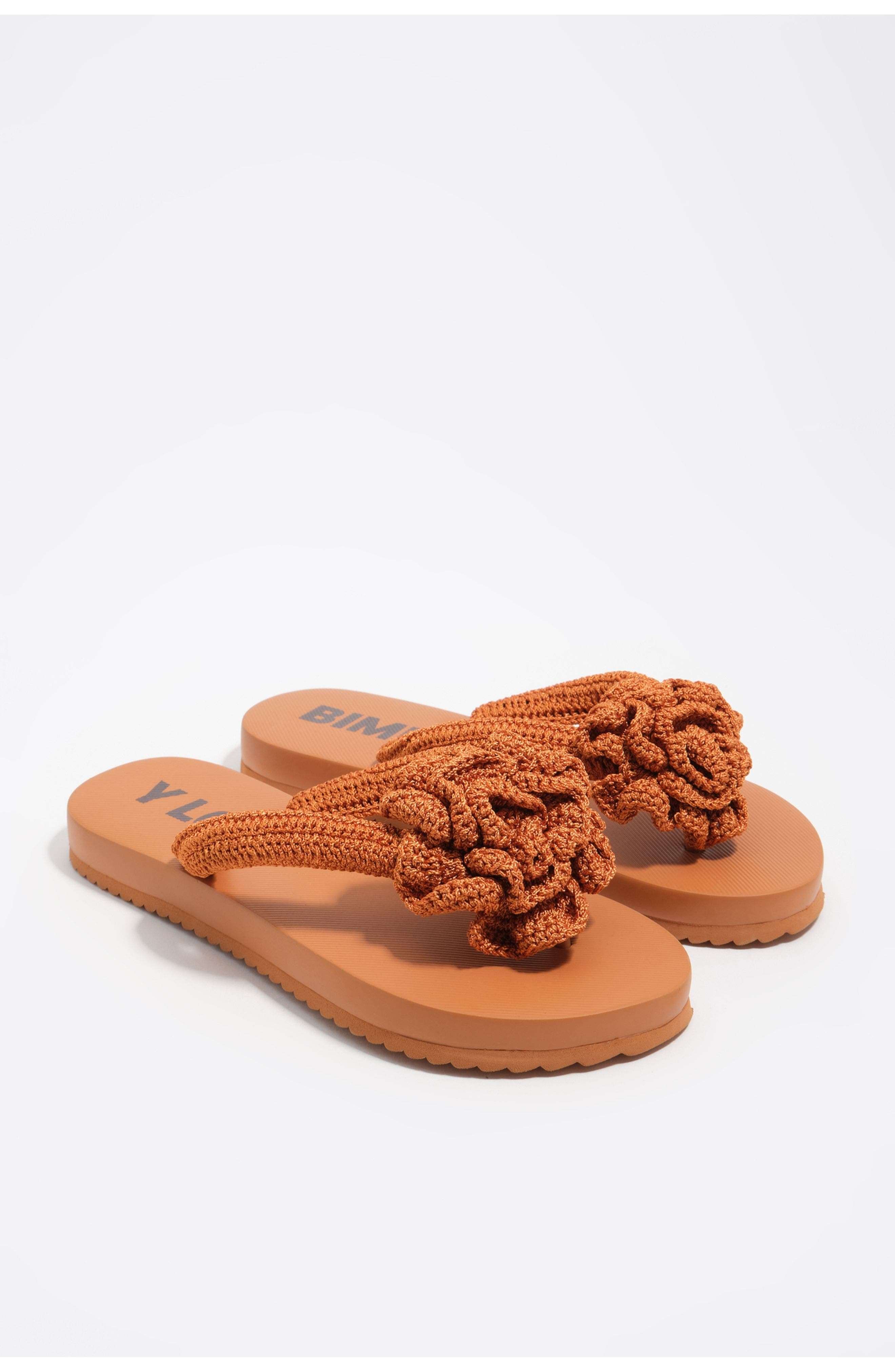 Crochet Flower Flip-Flop, Alternate, color, ORANGE