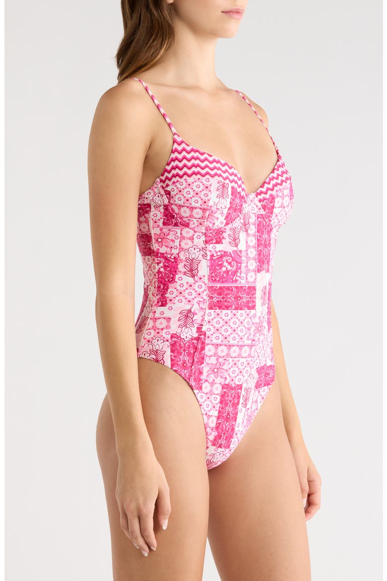Jayda Print Underwire One-Piece Swimsuit, Alternate, color, RADIANT PINK COMBO
