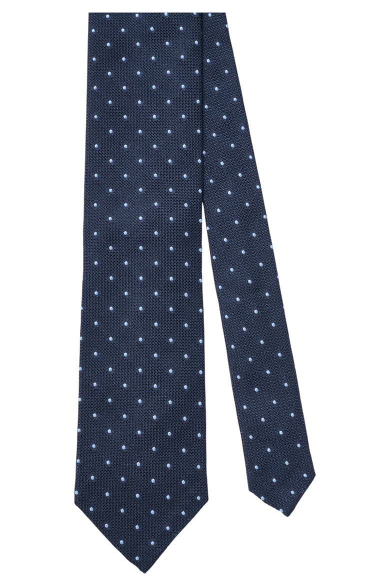 Duvall Spot Grenadine Silk Necktie, Main, color, Navy/Lt Blue