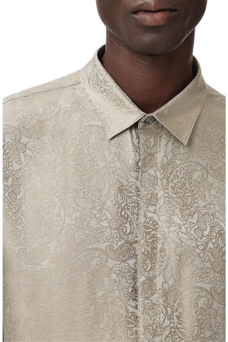 Vito Paisley Jacquard Button-Up Shirt, Alternate, color, HAZE GREY