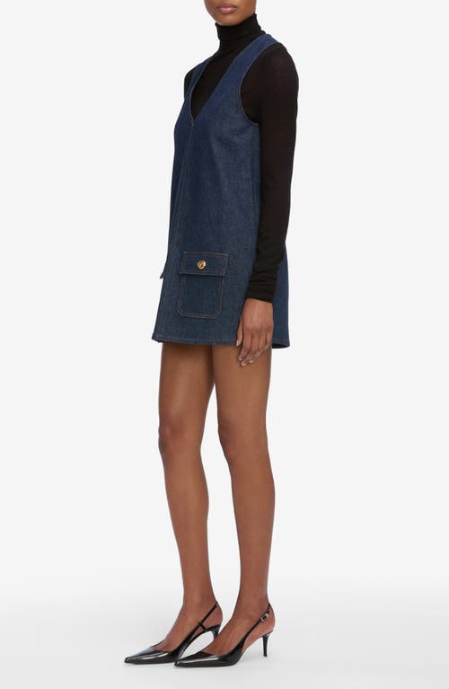 Frame The Pinafore Paneled Denim Mini Dress In Blue