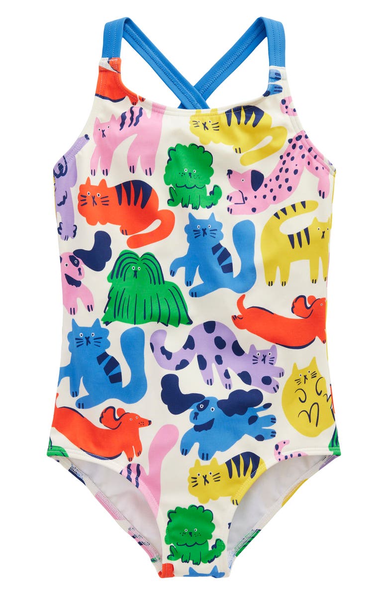 Mini Boden Kids' Crisscross Strap One-Piece Swimsuit, Main, color, 