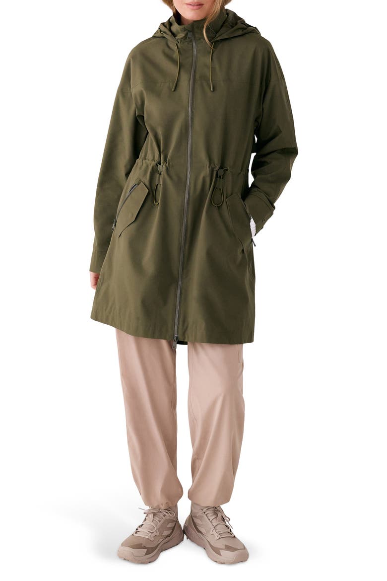 Piper 2.0 Hooded Water Repellent Raincoat, Main, color, MOSS