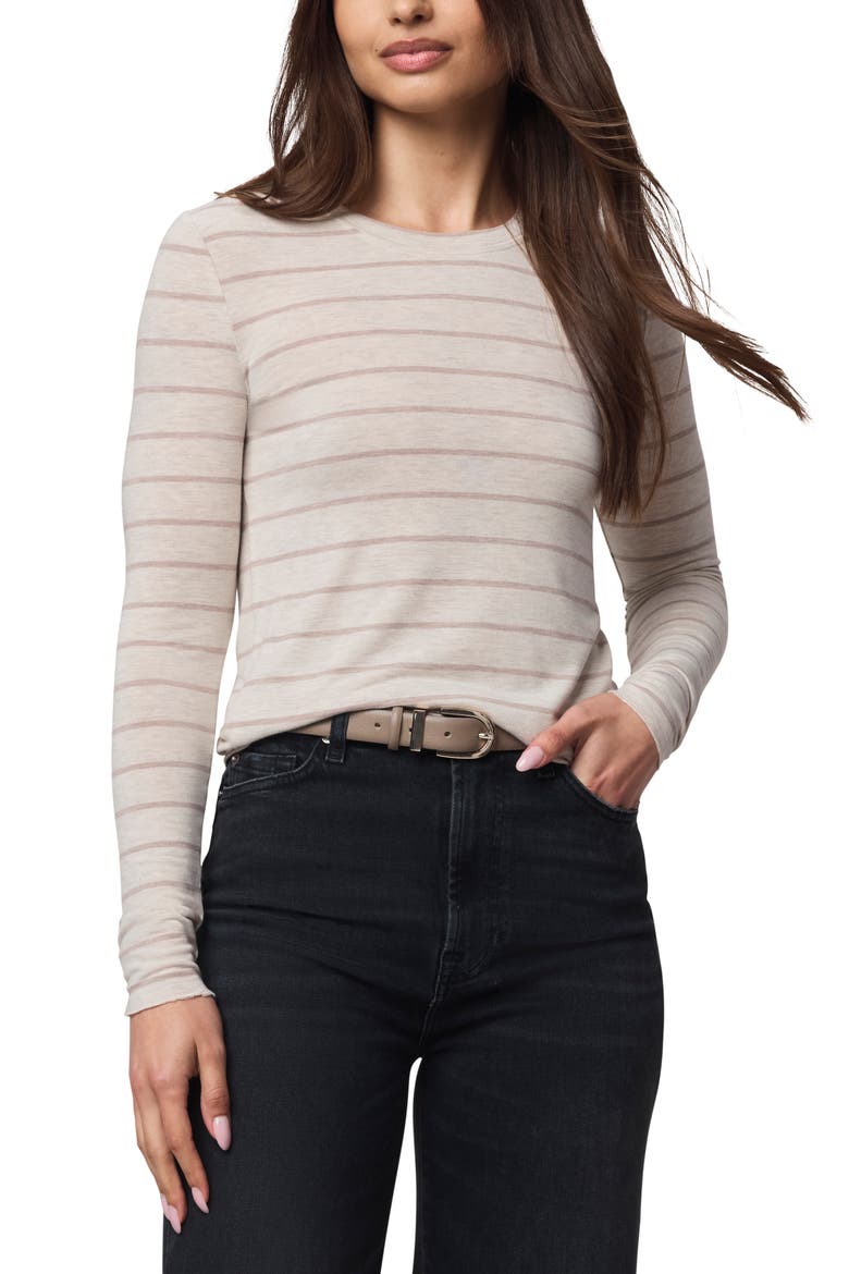 Stripe Long Sleeve Tee, Alternate, color, PALE OAK/ CEDAR BROWN