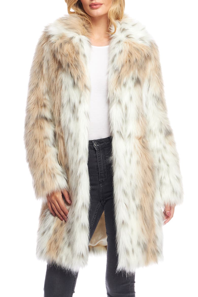Fireside Faux Fur Coat, Main, color, SNOW LYNX