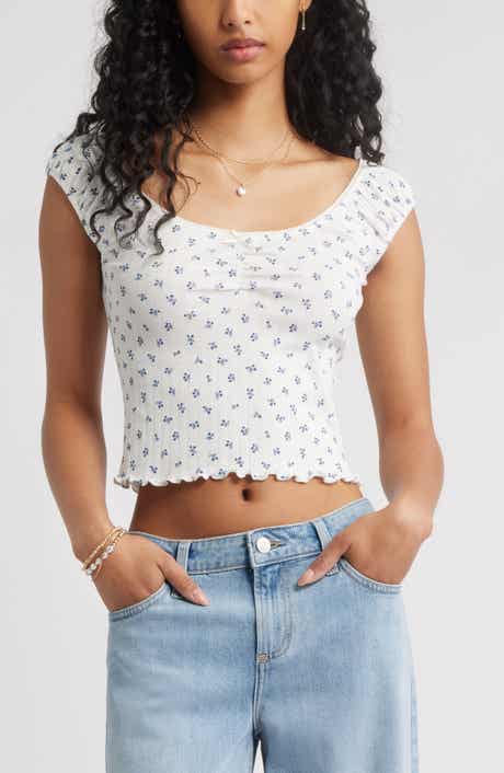 BP. Pointelle Cap Sleeve Top