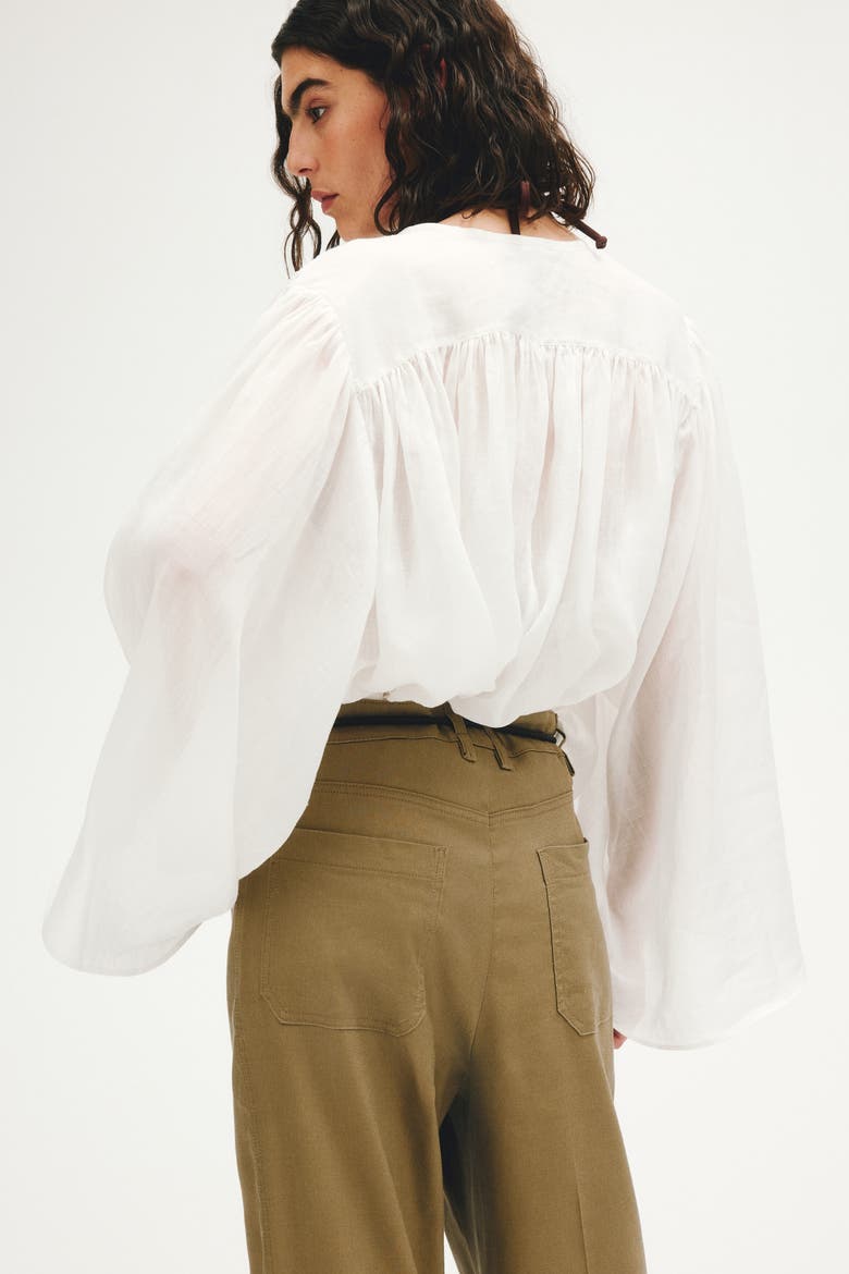 Linen-blend Bootcut Pants, Alternate, color, Khaki green