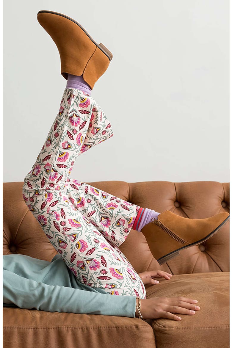 Organic Cotton Print Flare Leggings, Alternate, color, Folk Floral
