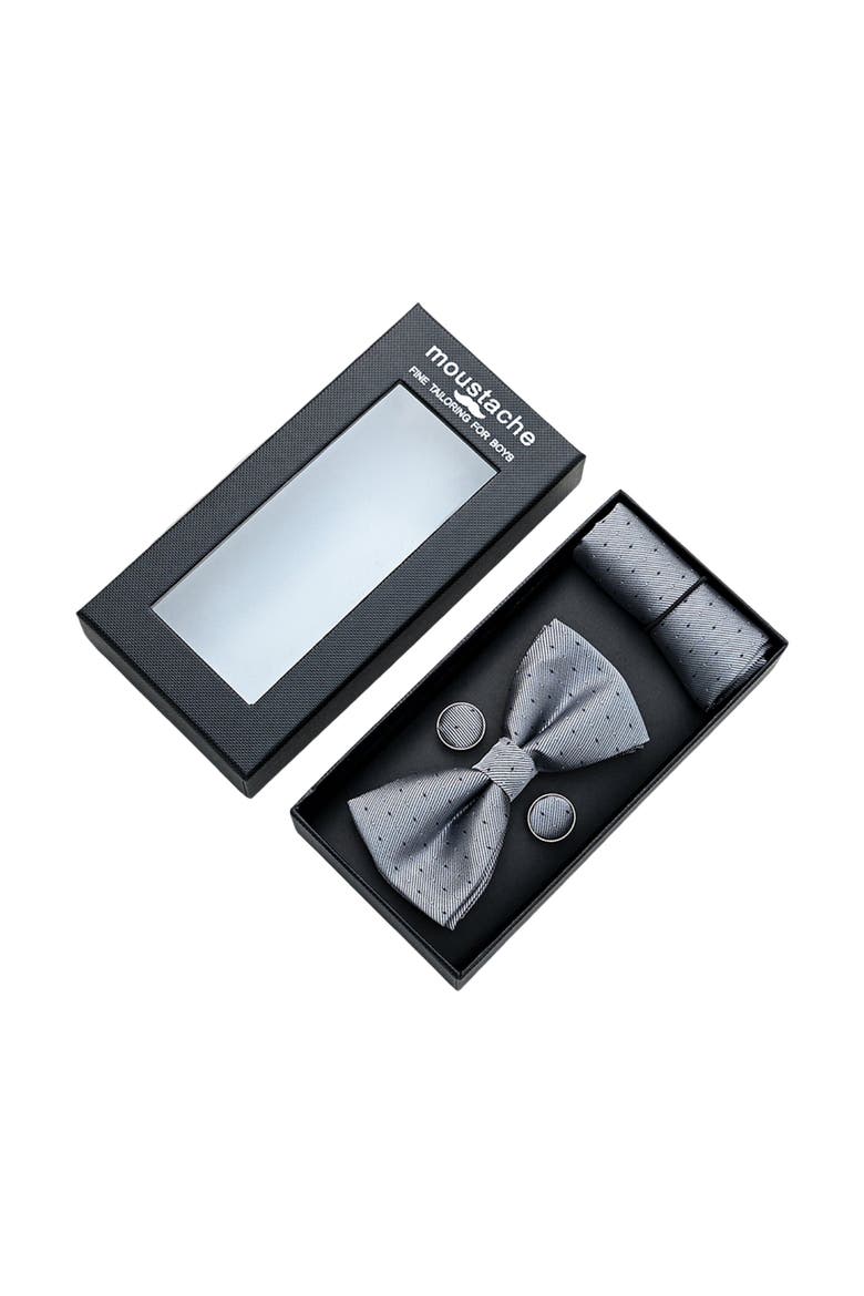 Textured Bow Tie Set, Alternate, color, Silver