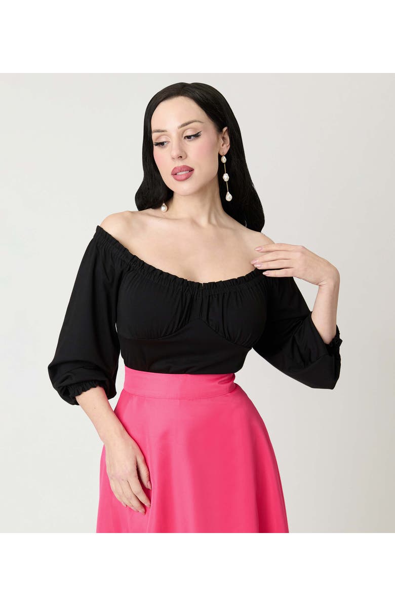 Unique Vintage Peasant Sleeve Blouse, Main, color, Solid Black