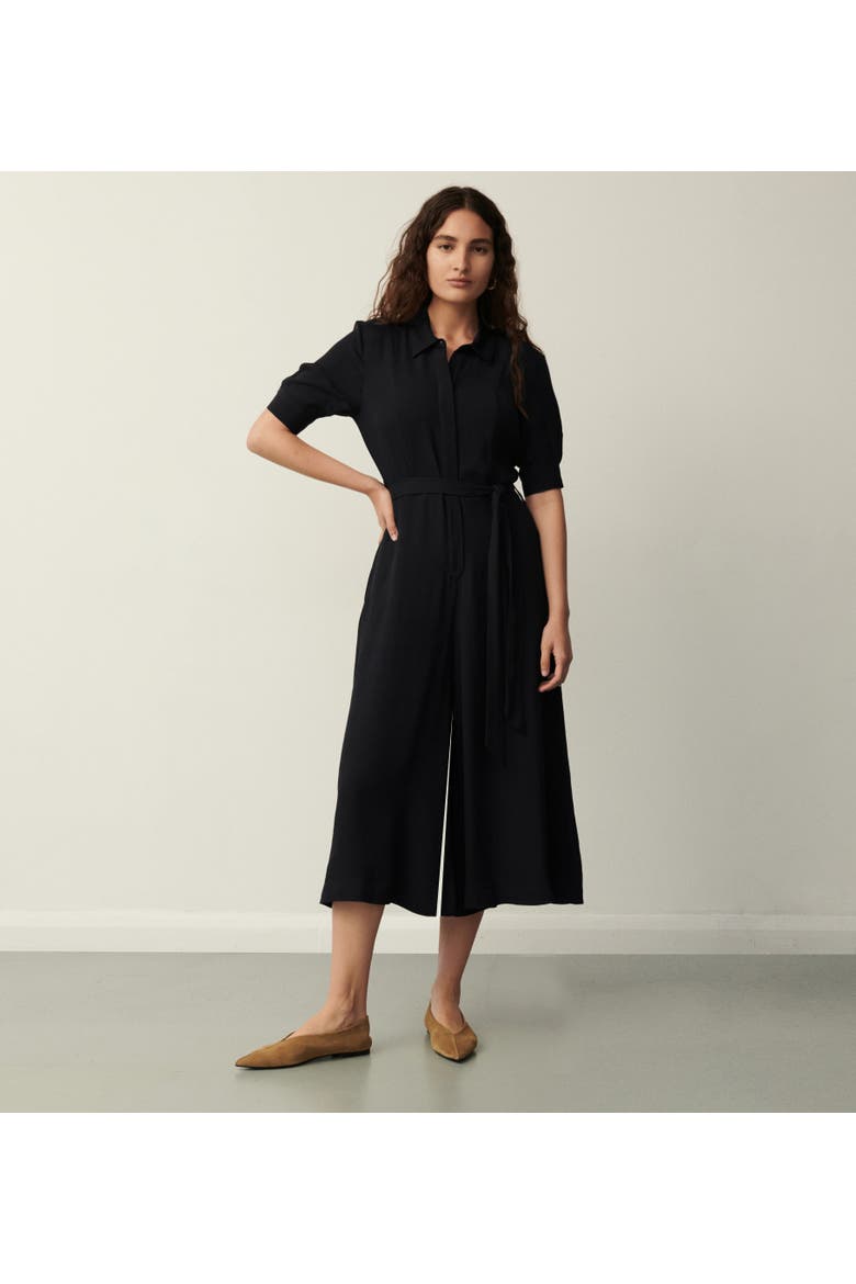 Floralie Wide Leg Cropped Jumpsuit, Main, color, Black