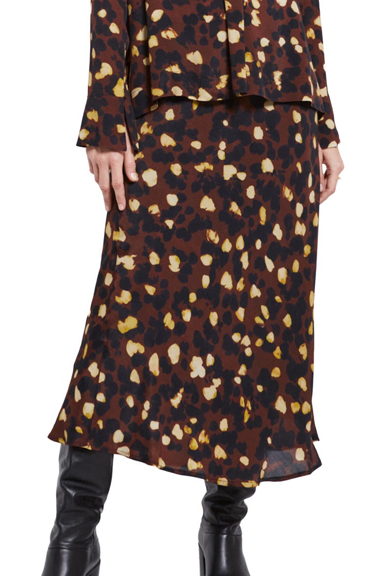 Fluid Viscose Long Skirt, Main, color, Brown