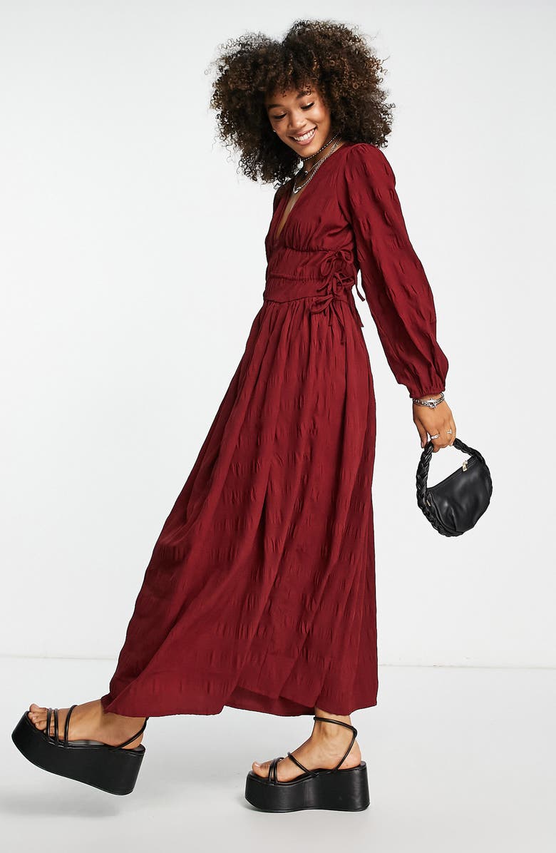 ASOS DESIGN Ruched Long Sleeve Maxi Dress, Alternate, color, 