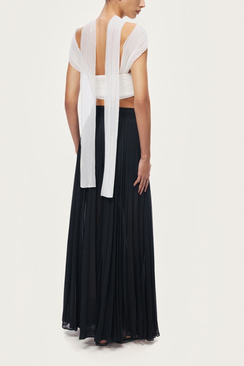 Pleated Chiffon Wide-Leg Pants, Alternate, color, Black