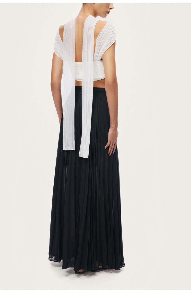 Nocturne Pleated Chiffon Wide-Leg Pants, Alternate, color, Black