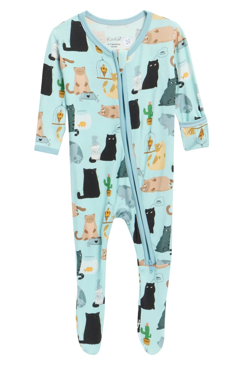 Two-Way Zip Footie, Main, color, SPRING SKY HOUSE CATS