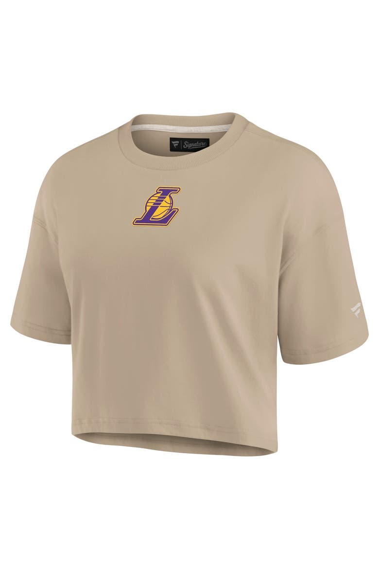 Women's Fanatics Signature Khaki Los Angeles Lakers Elements Super Soft Boxy Cropped T-Shirt, Alternate, color, Khaki