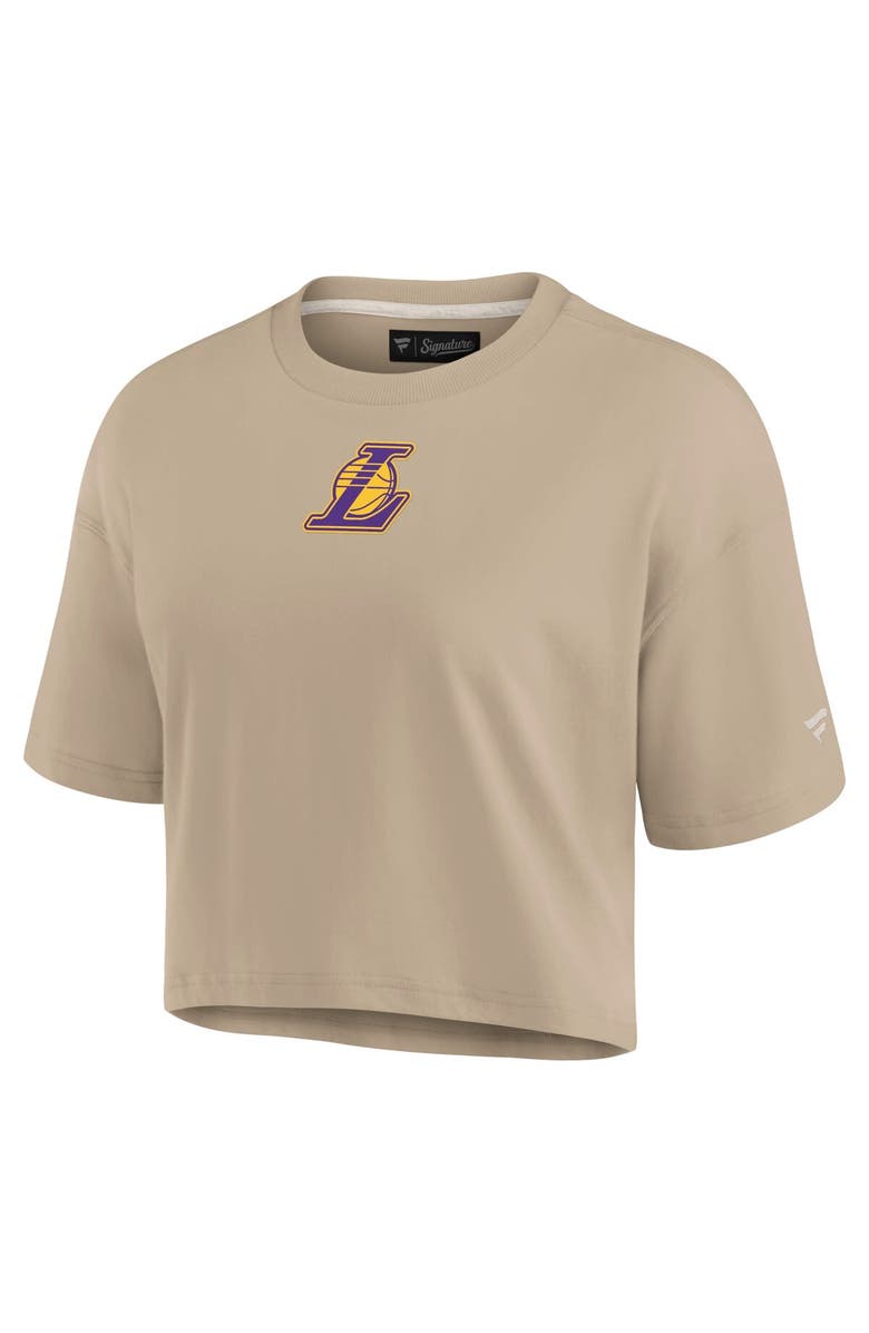 Fanatics Signature Women's Fanatics Signature Khaki Los Angeles Lakers Elements Super Soft Boxy Cropped T-Shirt, Alternate, color, Khaki