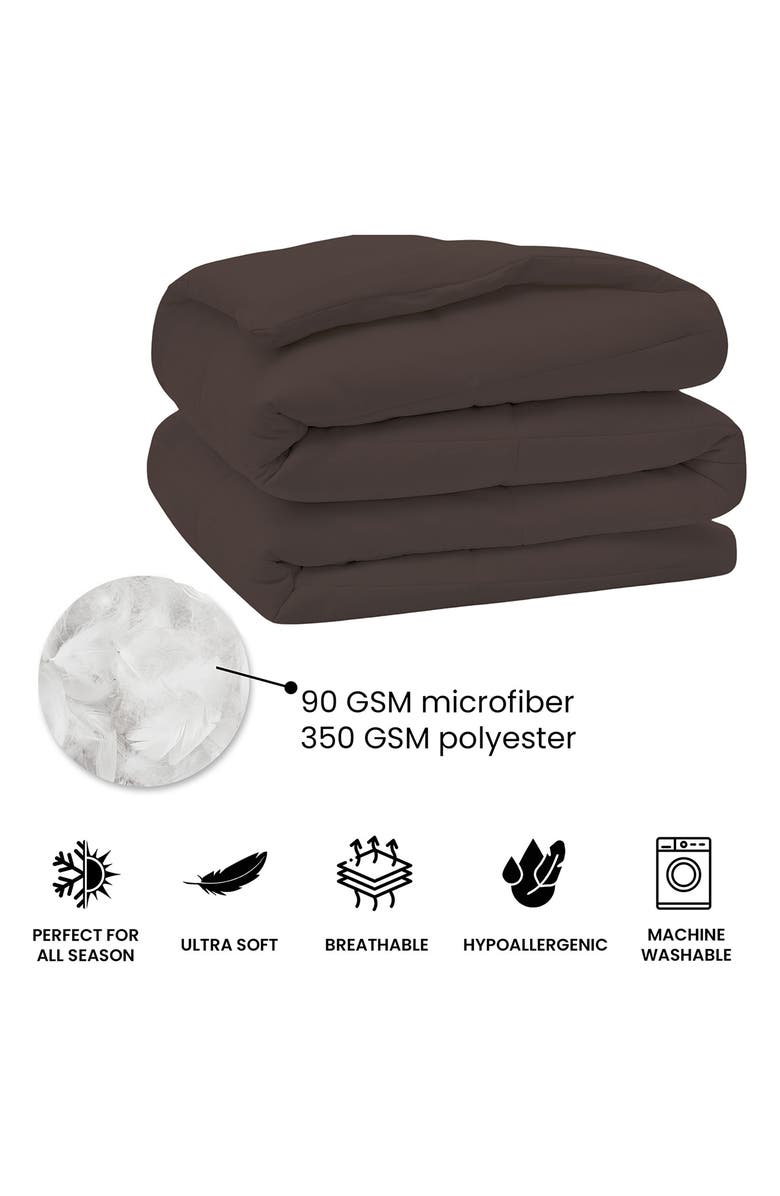 Luxury Home Solid Brown Microfiber Comforter, Alternate, color, Chocolate