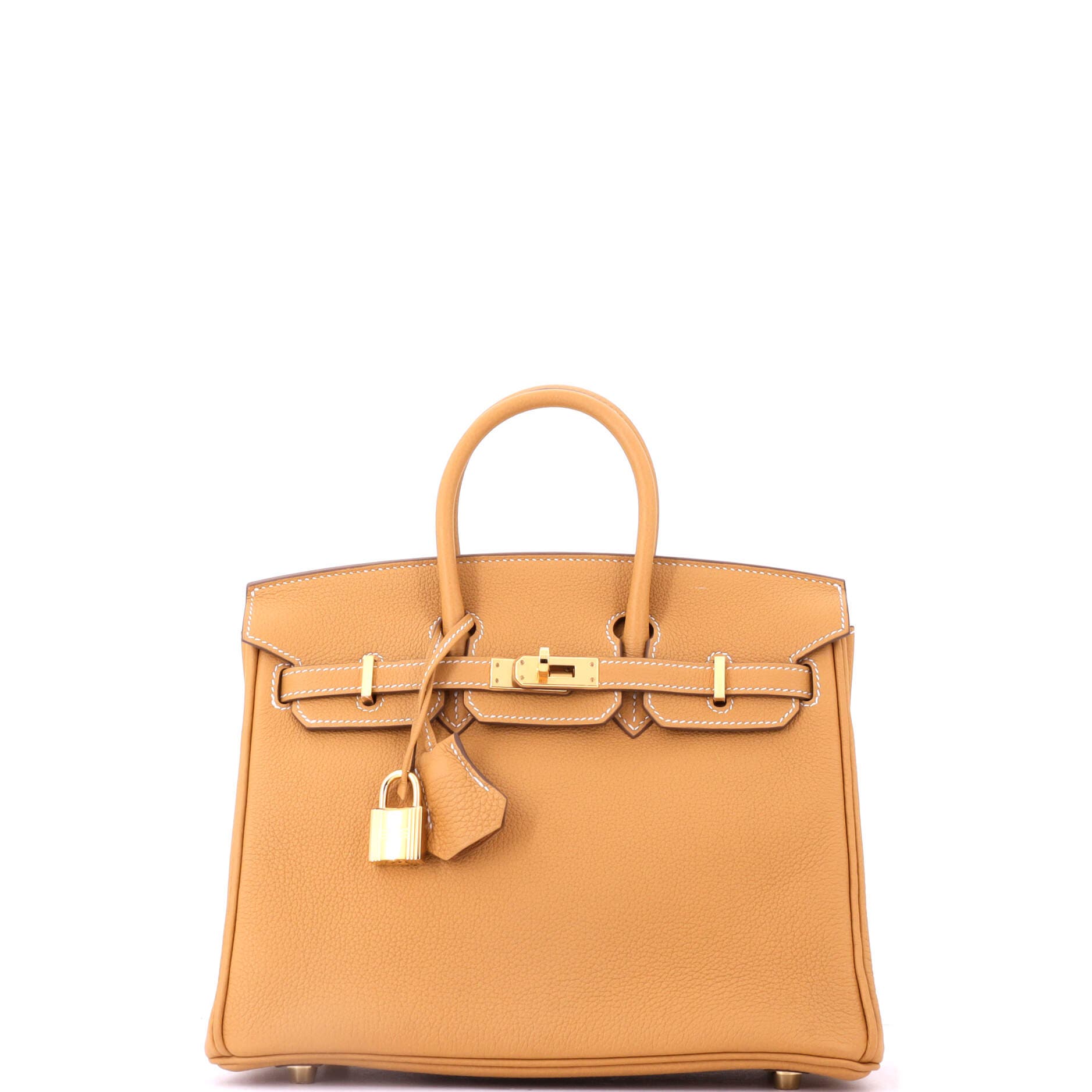 Pre-Owned Hermes Birkin Handbag Brown Togo with Gold Hardware 25, Main, color, Natural Sable