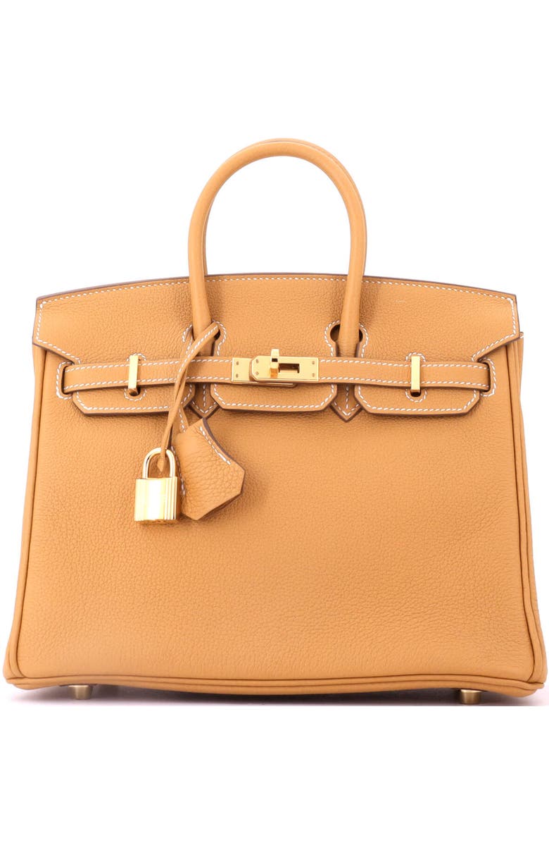 Pre-Owned Hermes Birkin Handbag Brown Togo with Gold Hardware 25, Main, color, Natural Sable