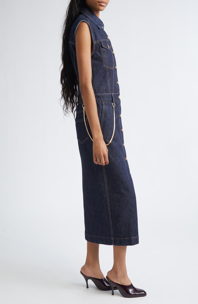 SPORTMAX Farfalla Sleeveless Denim Utility Dress, Alternate, color, Midnight Blue