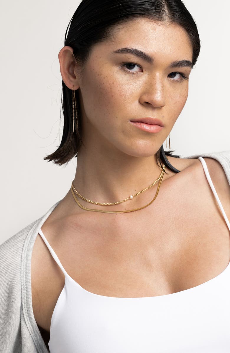 st. Moran Freshwater Pearl Pendant Curb Chain Necklace, Alternate, color, White-Gold