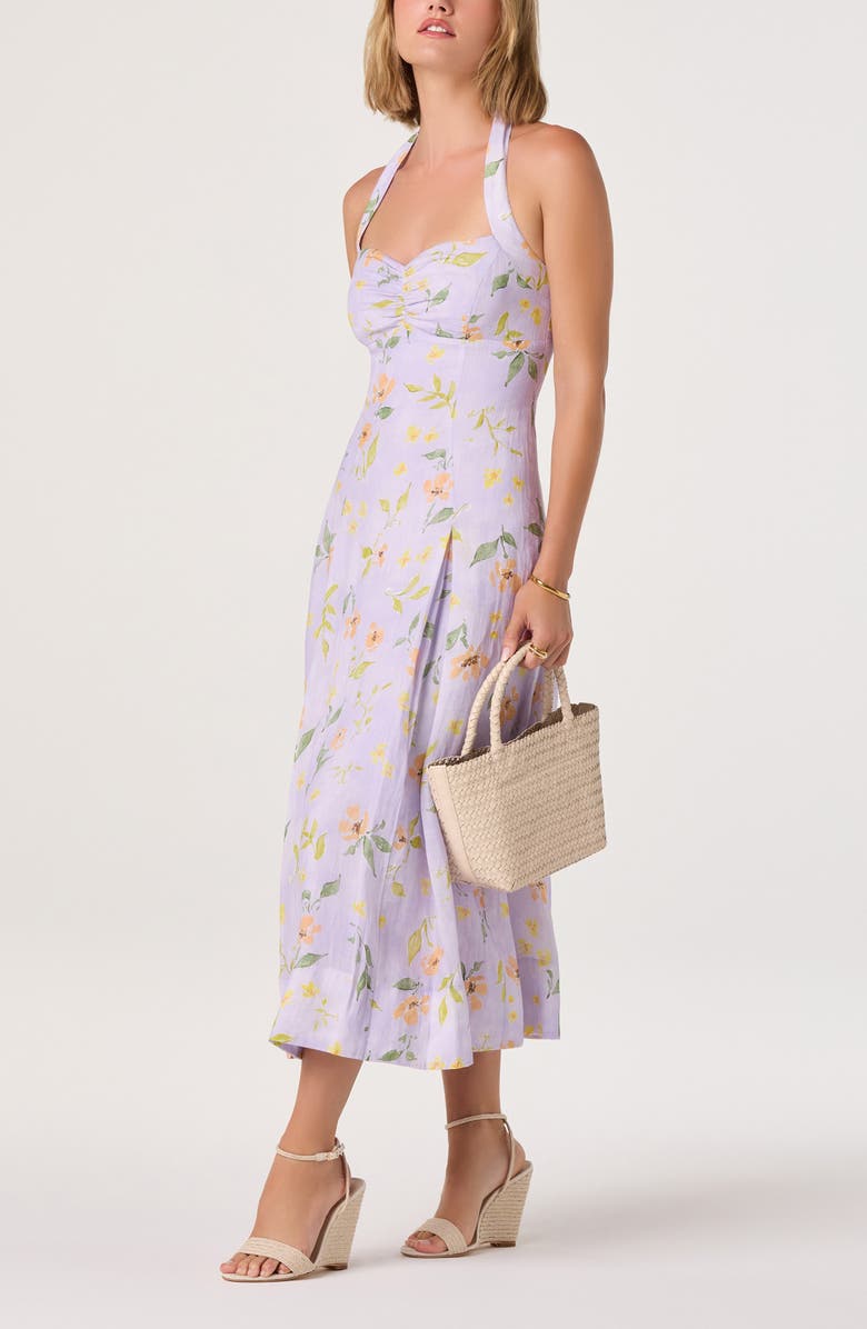 ASTR the Label Jesenia Floral Halter Neck Dress, Alternate, color, Purple Floral