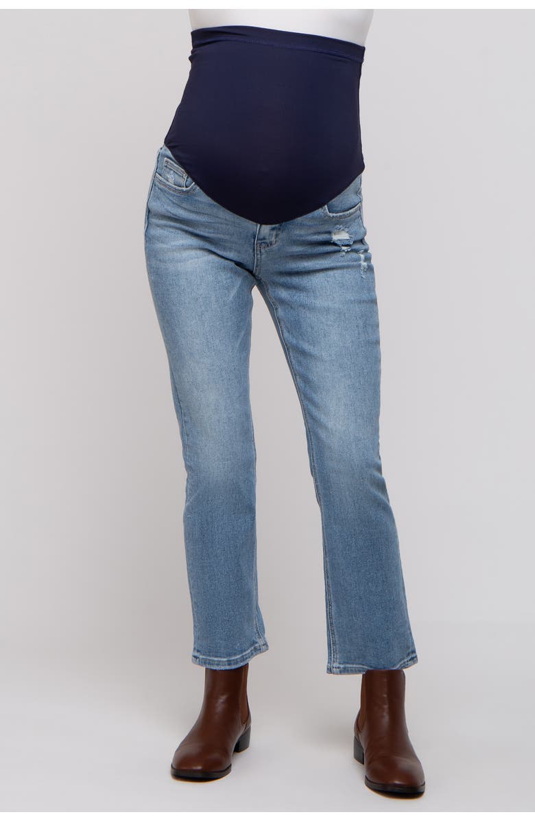 PinkBlush Distressed Crop Maternity Jeans, Alternate, color, Light Blue