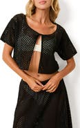 Solid & Striped Shannon Sheer Split Front Crop Cotton Cover-Up Top
