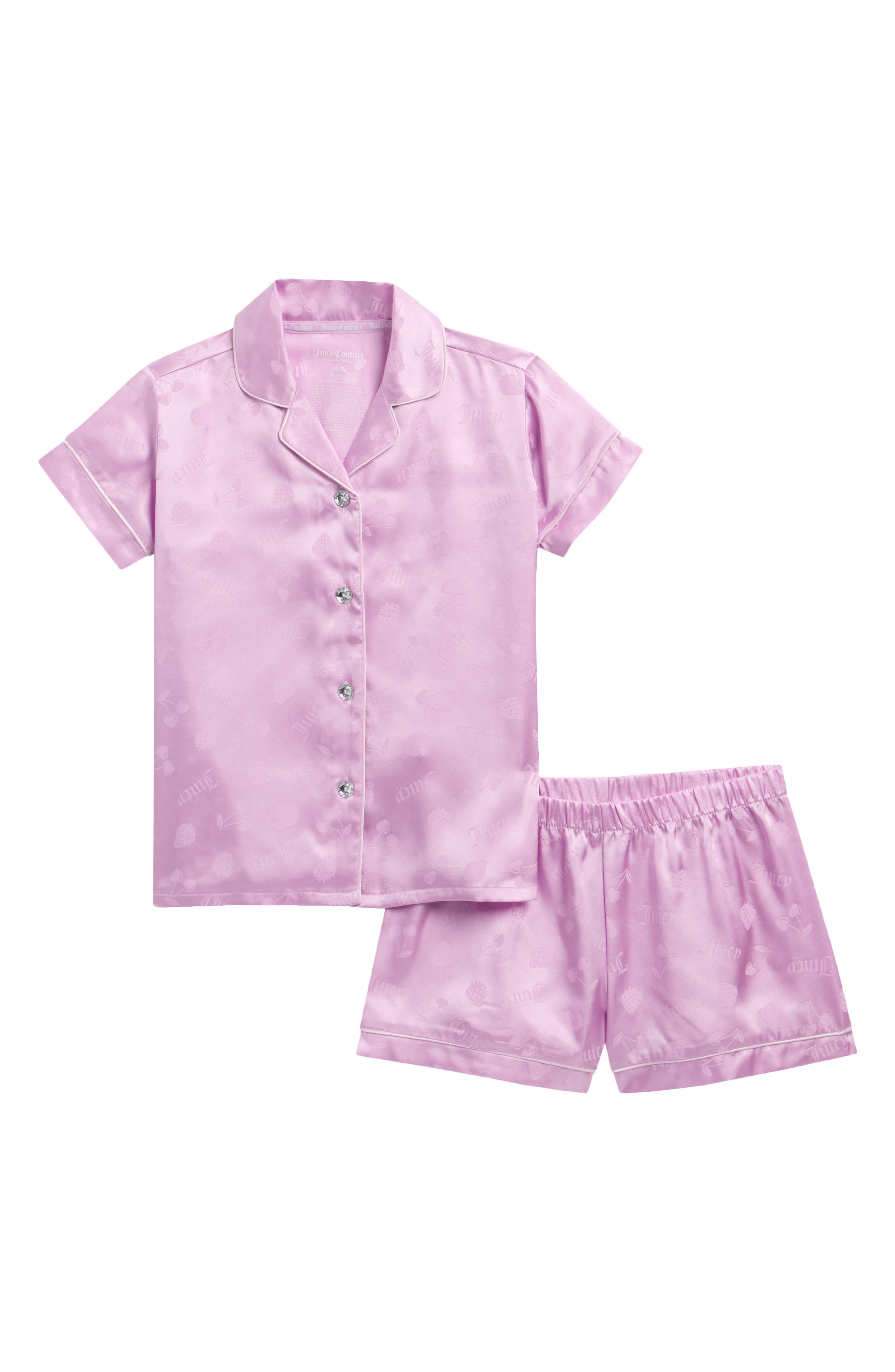 Juicy Couture Kids' Logo Jacquard Two-Piece Satin Short Pajamas