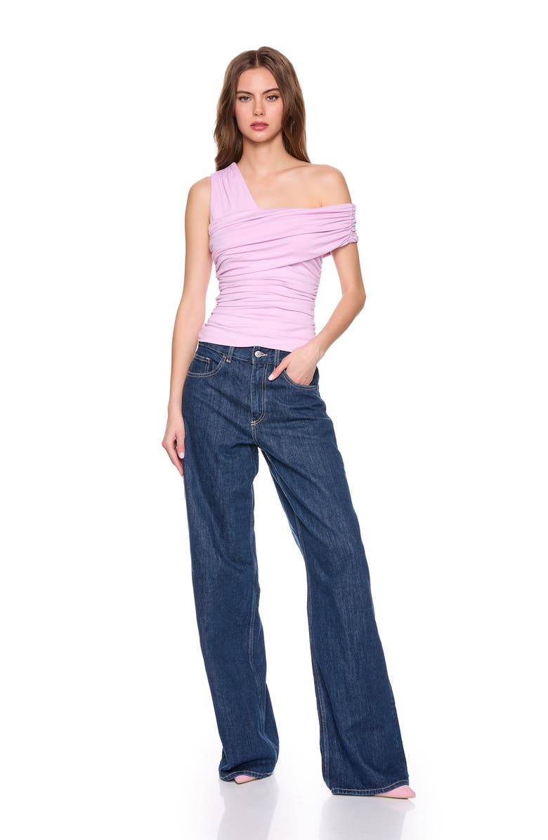 Susana Monaco One-Shoulder Gathered Knit Top, Alternate, color, Pink Diamond