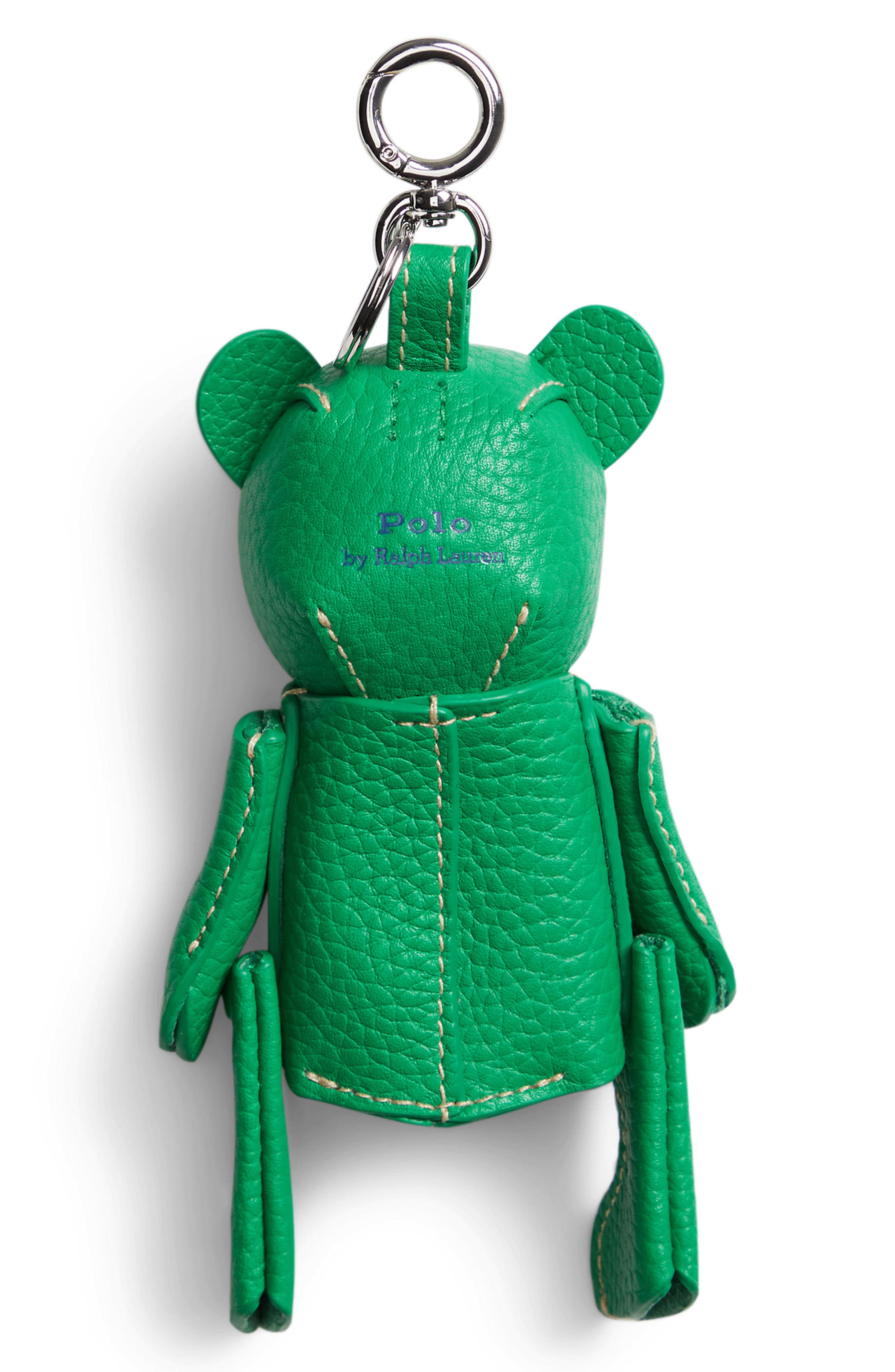 Polo Ralph Lauren Pebble Leather Polo Bear Charm, Alternate, color, Parrot