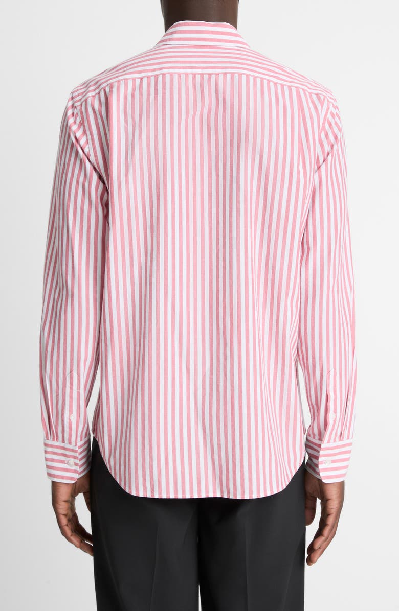 Vince Stripe Classic Fit Button-Up Shirt, Alternate, color, Coral Red/ Optic White