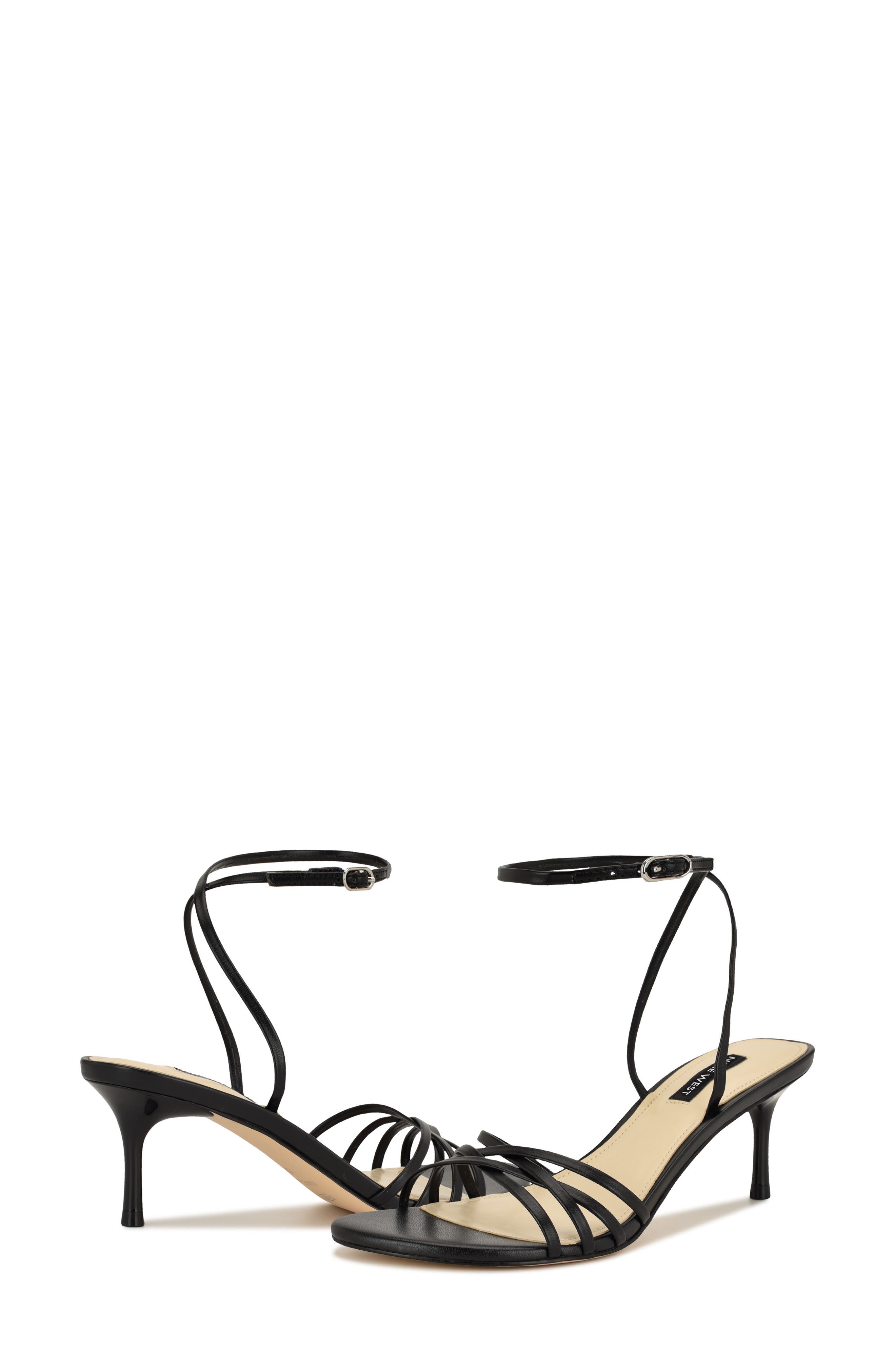 Nine West Gazey Ankle Strap Sandal, Alternate, color, Black