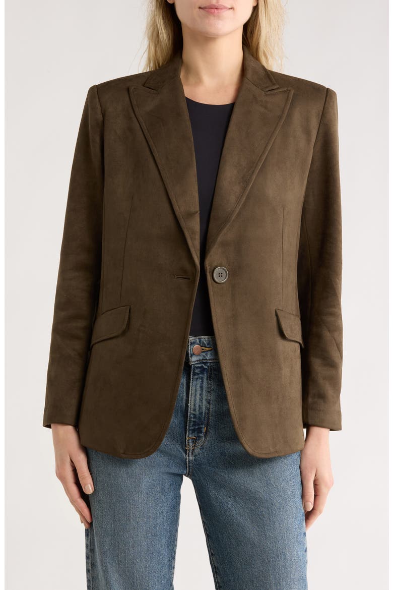 Faux Suede Blazer, Main, color, LODEN